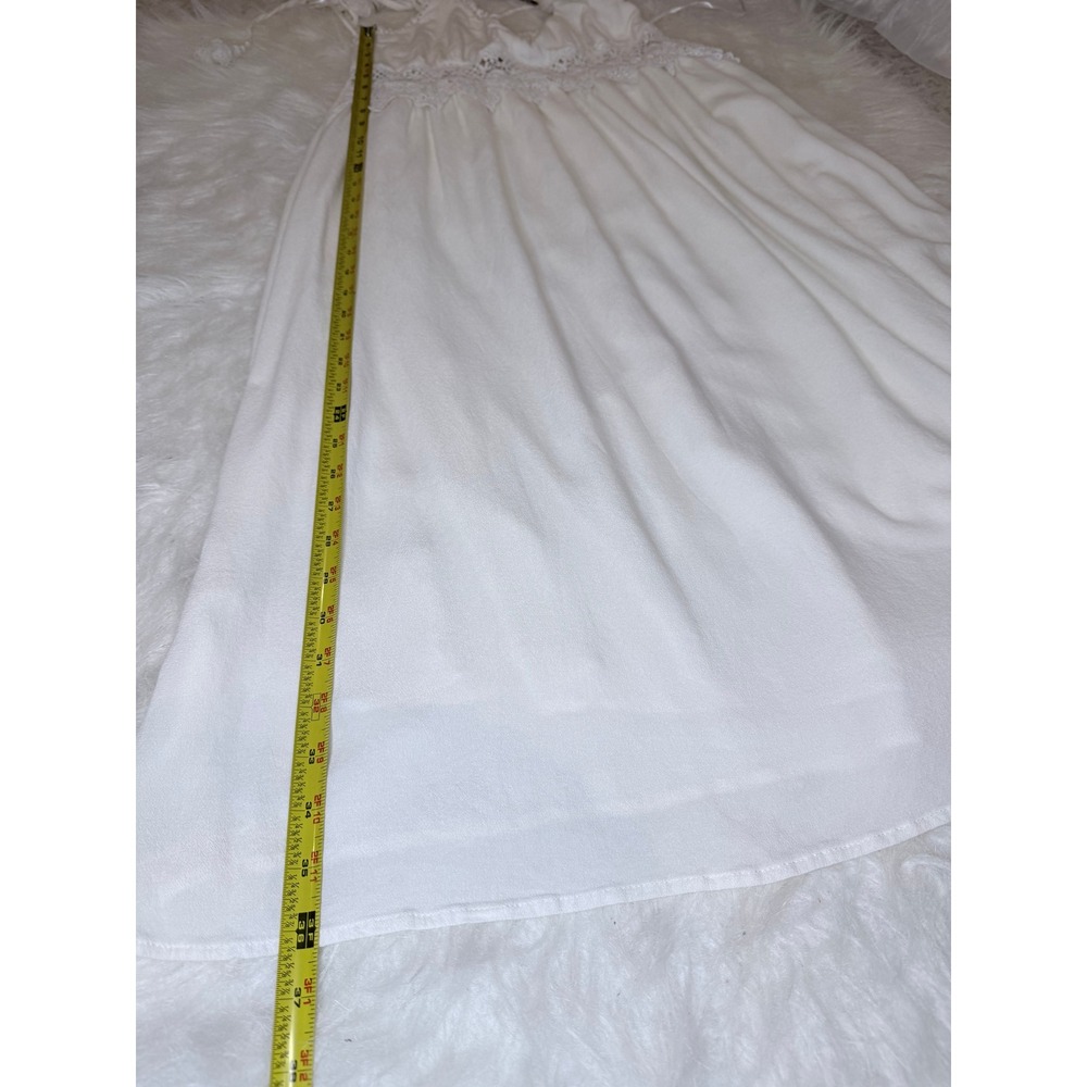 Suzanne Betro White Crochet Lace Halter Midi Dress Boho Tassel Smocked Back M - Picture 9 of 9